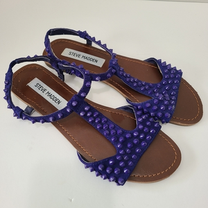 Steve Madden Nickiee Purple Flat Spike‎ Sandals Size 7.5